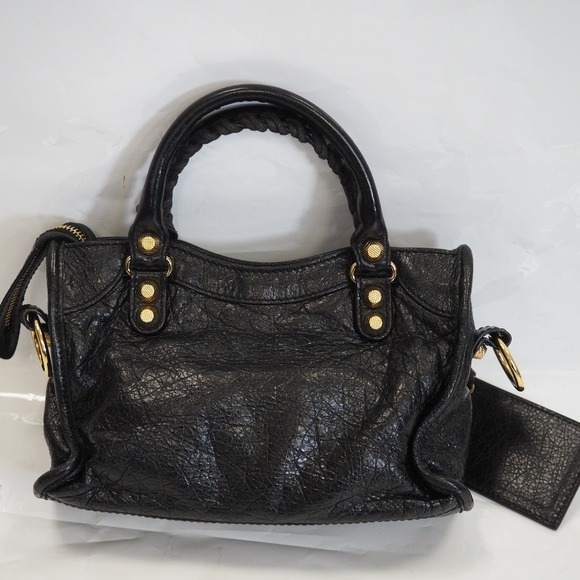 Balenciaga Giant Mini City Shoulder Bag Leather Black - Picture 3 of 16